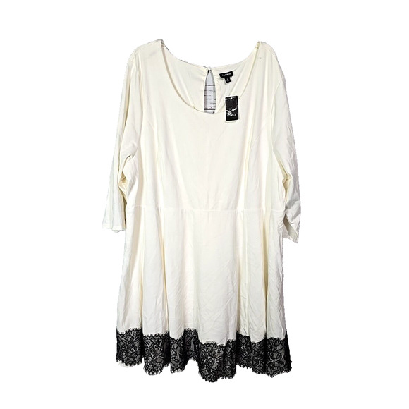 NWT Torrid Ivory Black Lace 3/4 Sleeve Rockabilly Skater Dress Womans Size 5x - Picture 2 of 6